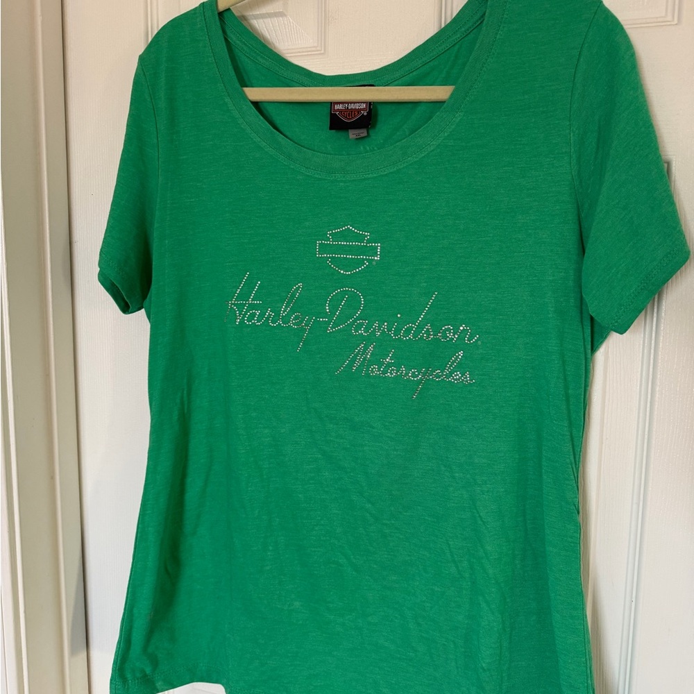 Harley Davidson Emerald Green Tee with Logo- Plus XXL-Summer, Biker Apparel